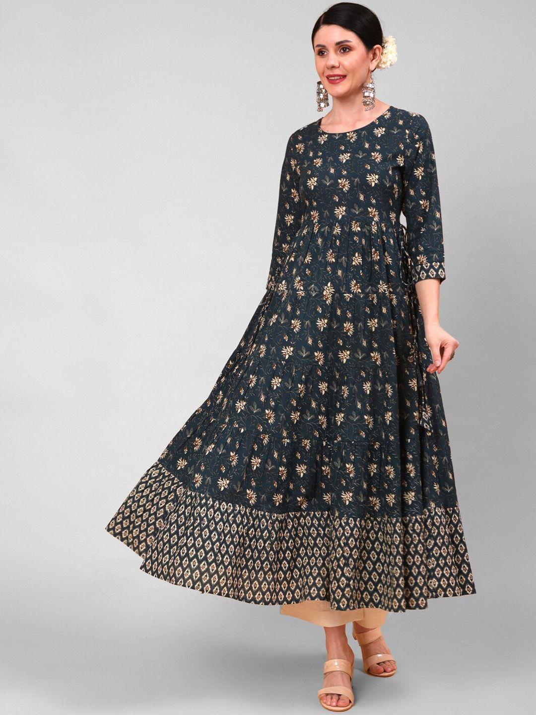 aadat floral printed cotton anarkali kurta