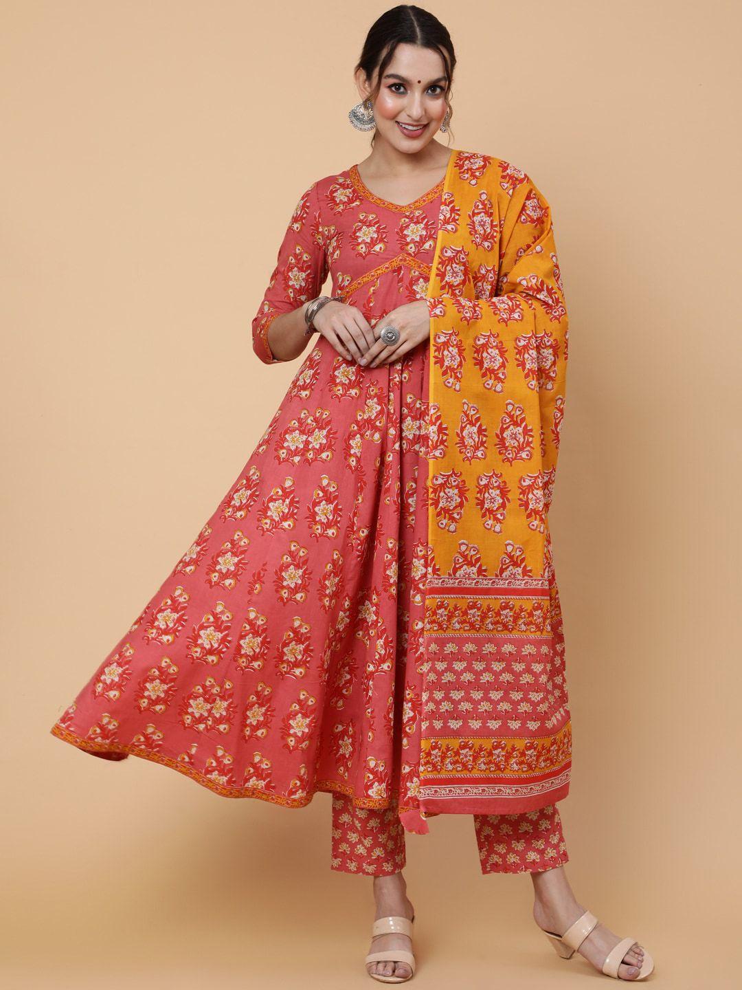 aadat floral printed v-neck anarkali kurta