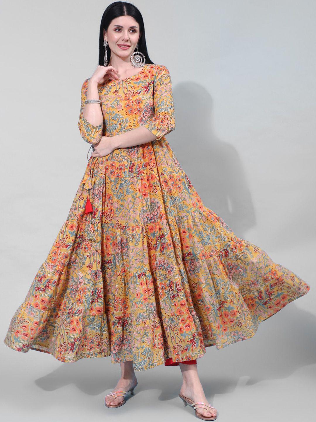 aadat women multicoloured floral printed anarkali kurta