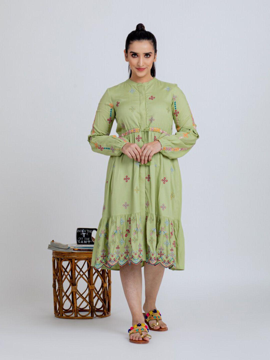 aadews floral embroidered a-line dress