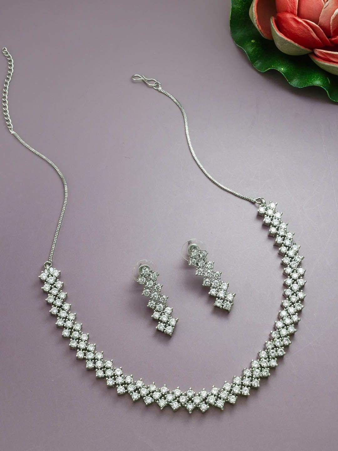aadita stone-studded choker necklace and earrings set