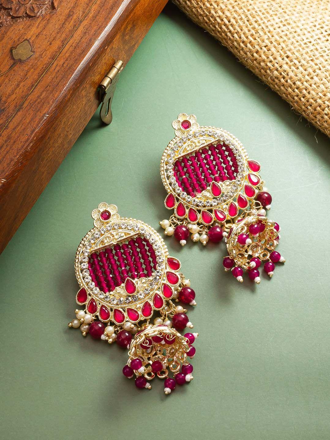 aadita gold-plated dome shaped jhumkas