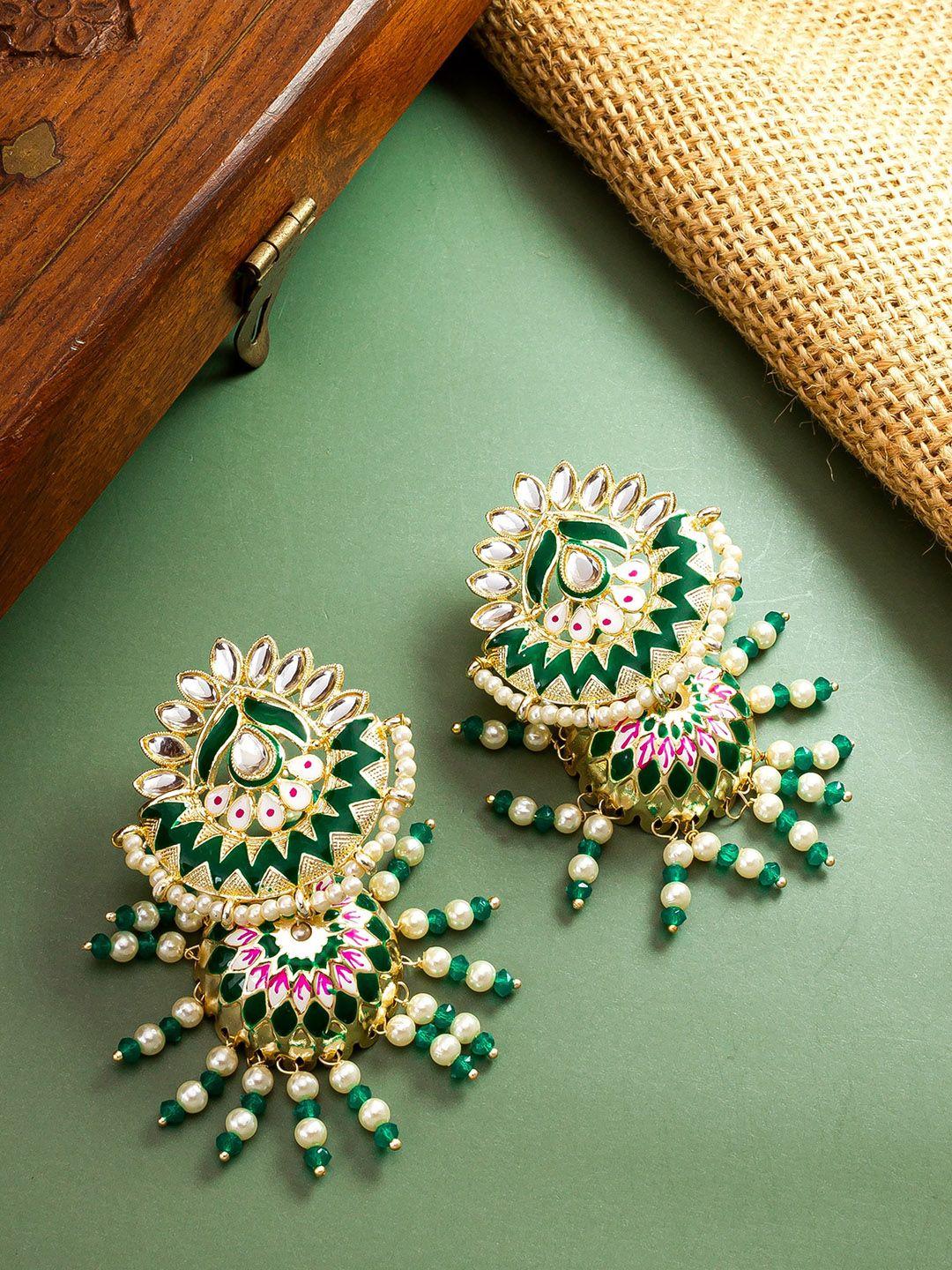 aadita gold-plated pearl chandbali earrings