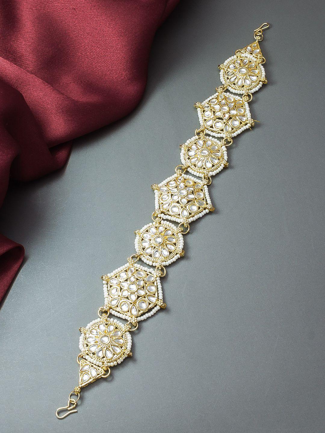 aadita gold-plated stone-studded & pearl beaded sheeshpool