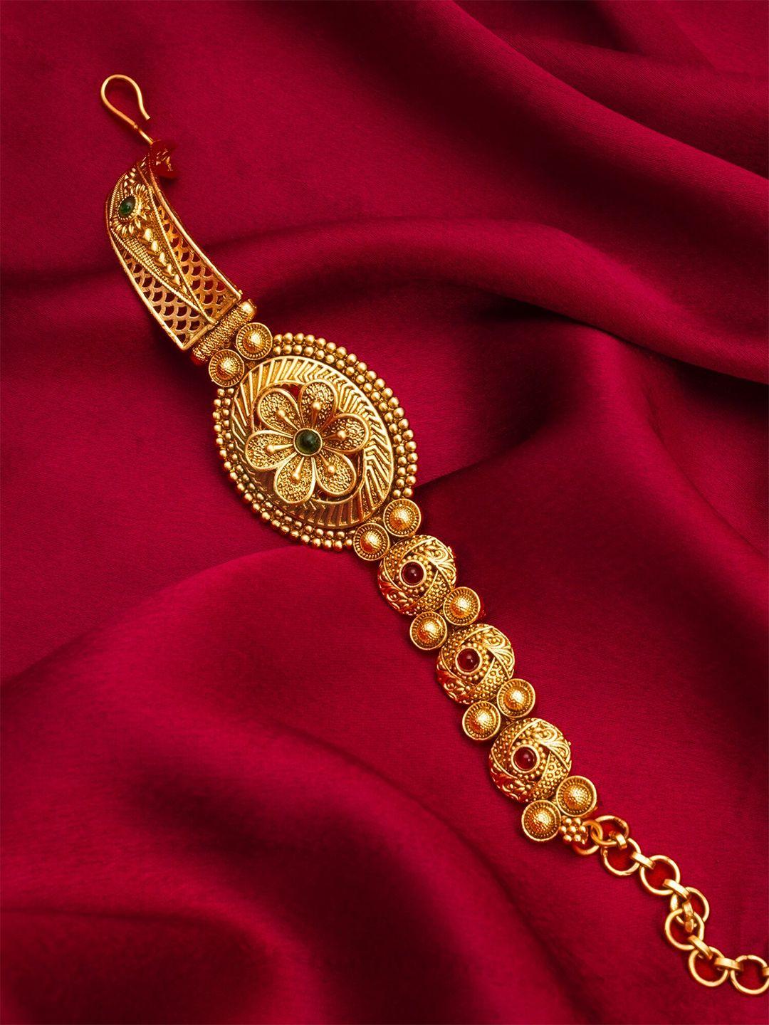 aadita gold-plated stone-studded wraparound bracelet