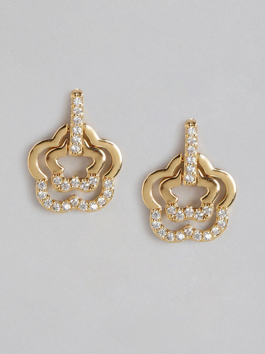 aadvik designs gold-plated ad studded floral studs earrings