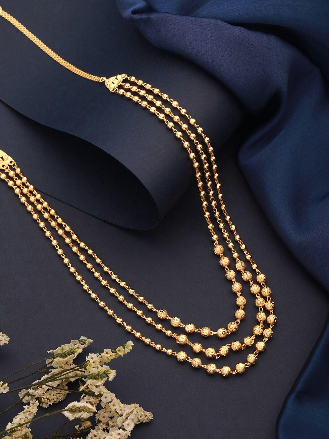 aadvik designs gold-plated brass layered necklace