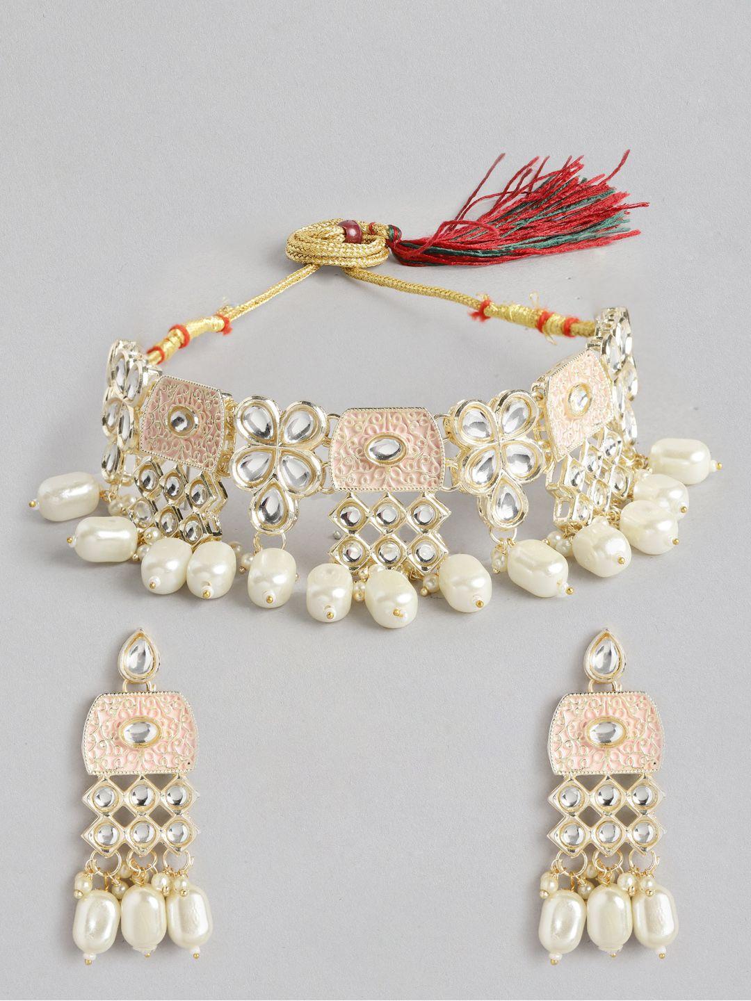 aadvik designs gold-plated cz studded necklace & earrings