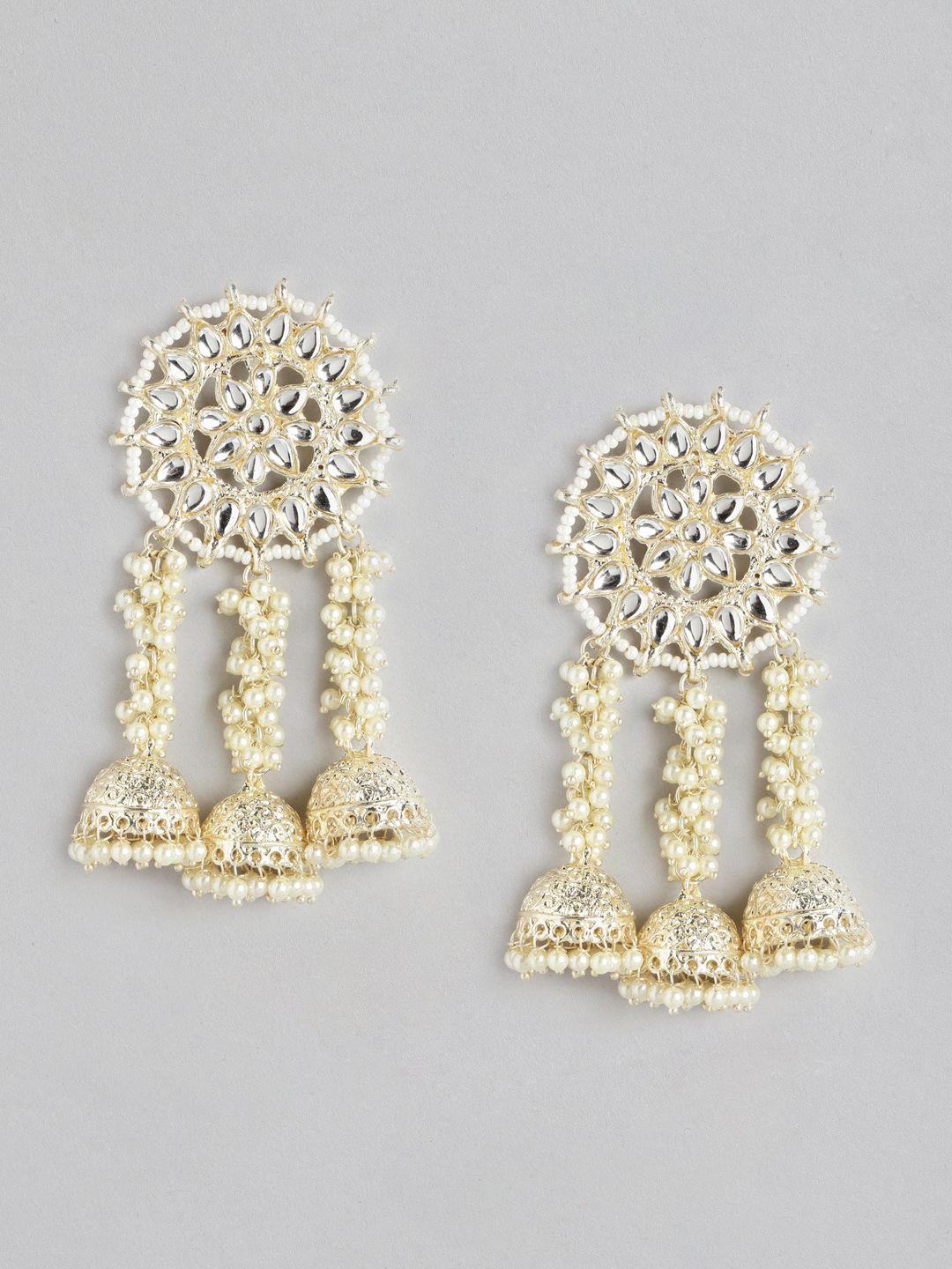 aadvik designs gold-plated dome shaped jhumkas earrings