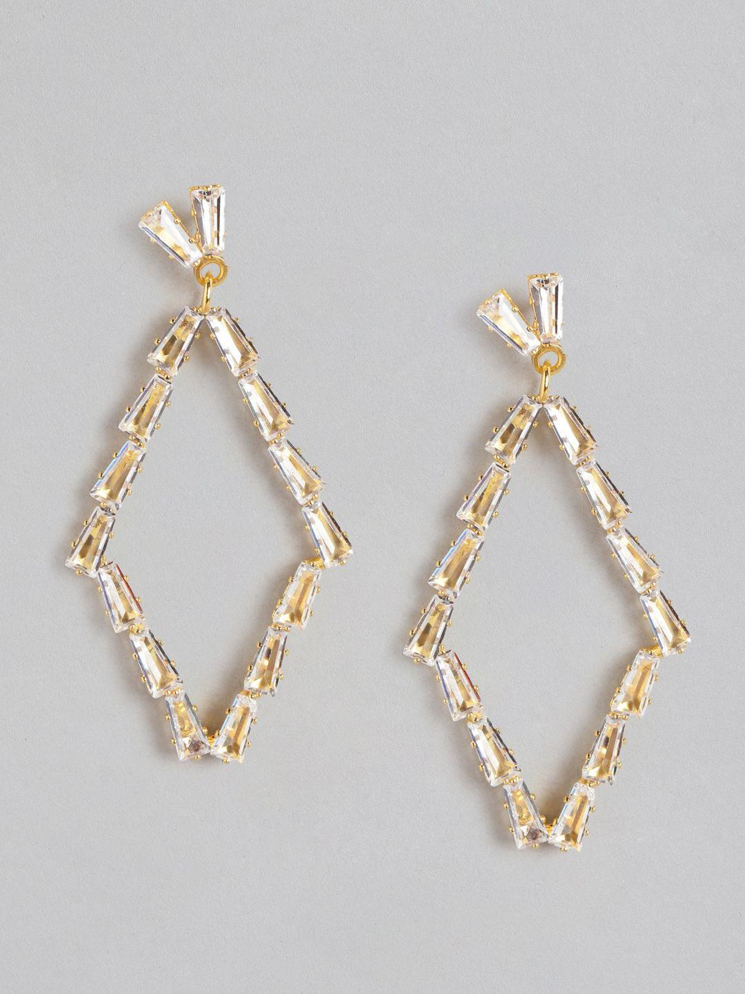 aadvik designs gold-plated geometric drop earrings