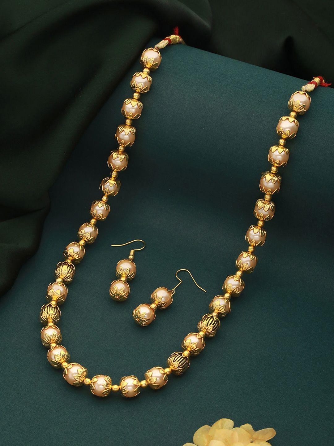 aadvik designs gold-plated pearl beaded jewellery set