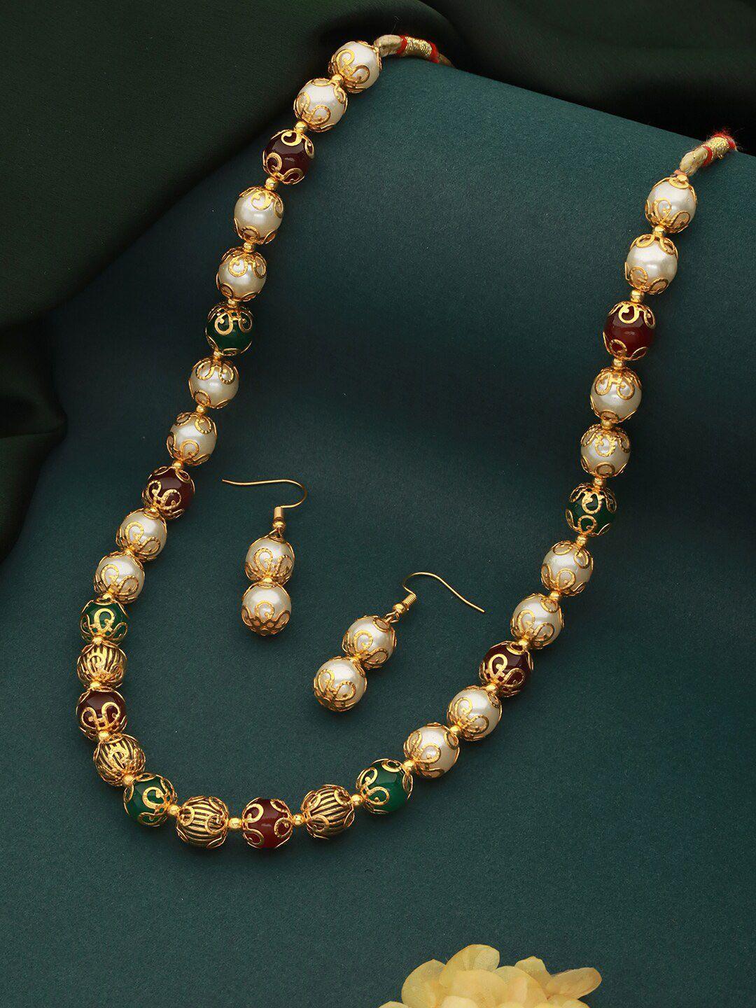 aadvik designs gold-plated pearl beaded jewellery set