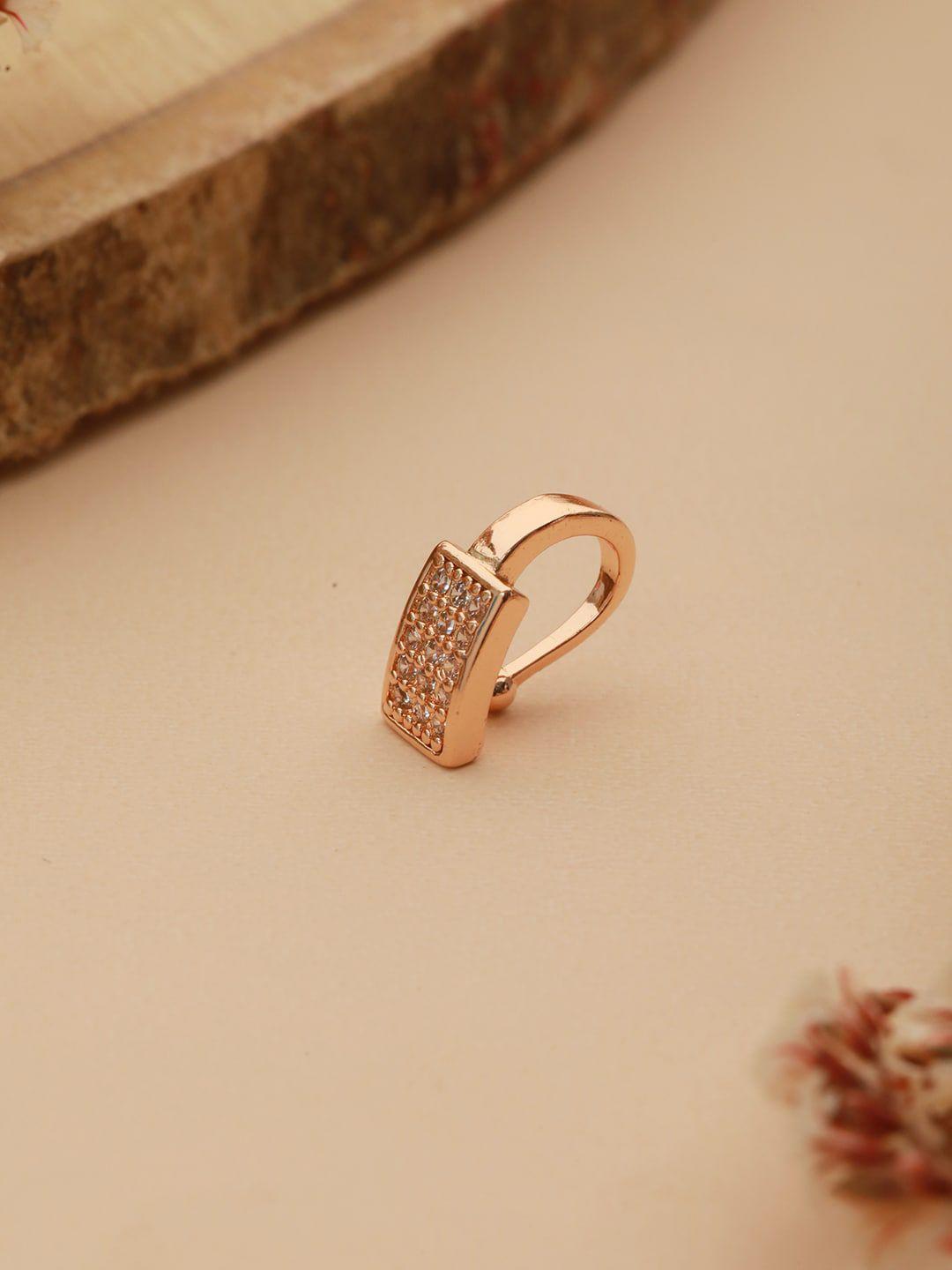 aadvik designs rose gold-plated cz-studded stud nosepin