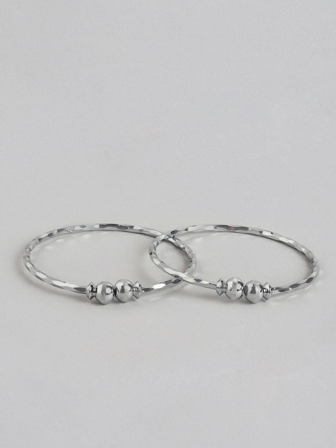 aadvik designs set of 2 silver-plated adjustable bangles