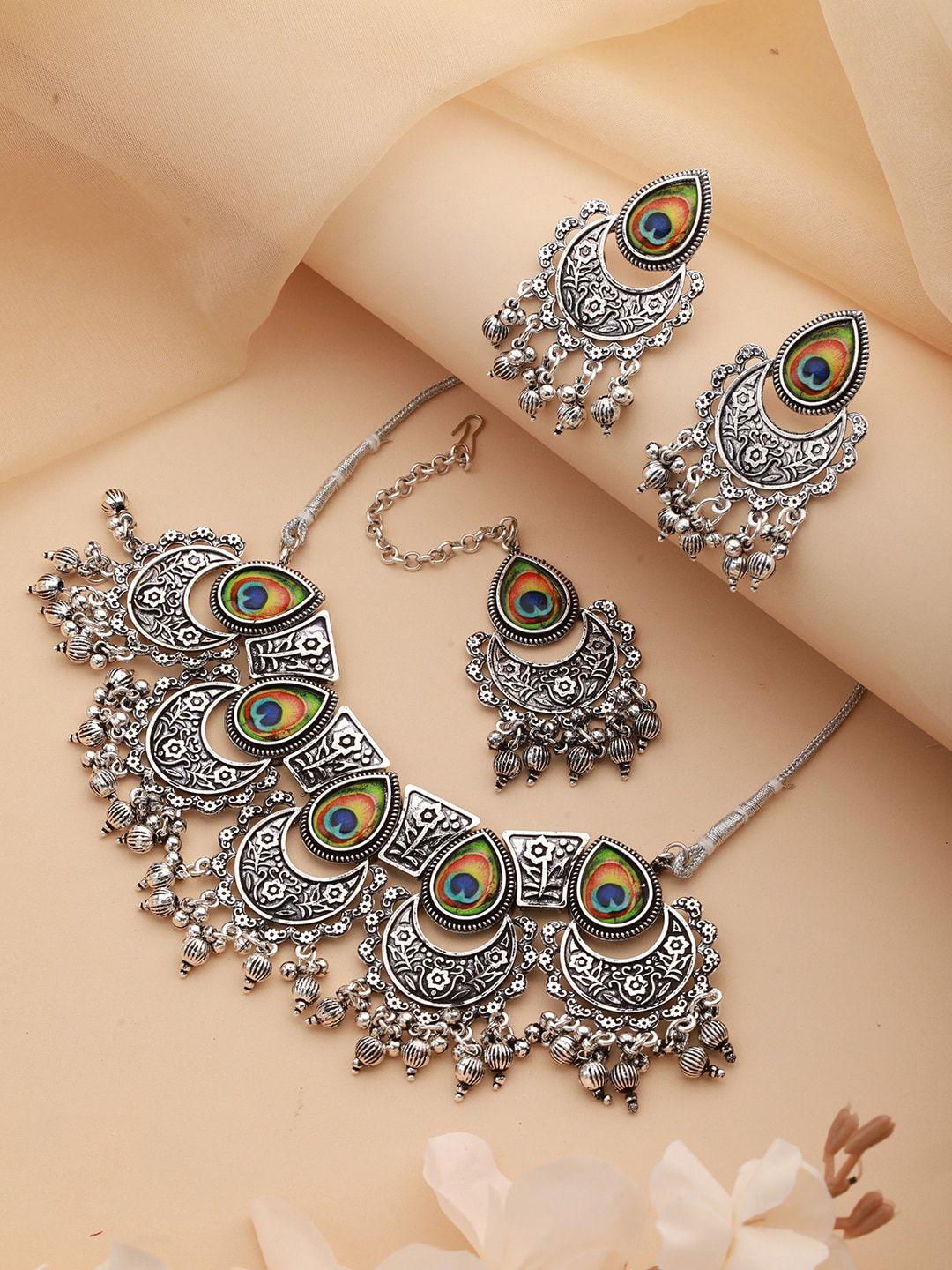 aadvik designs silver plated beaded jewellery set