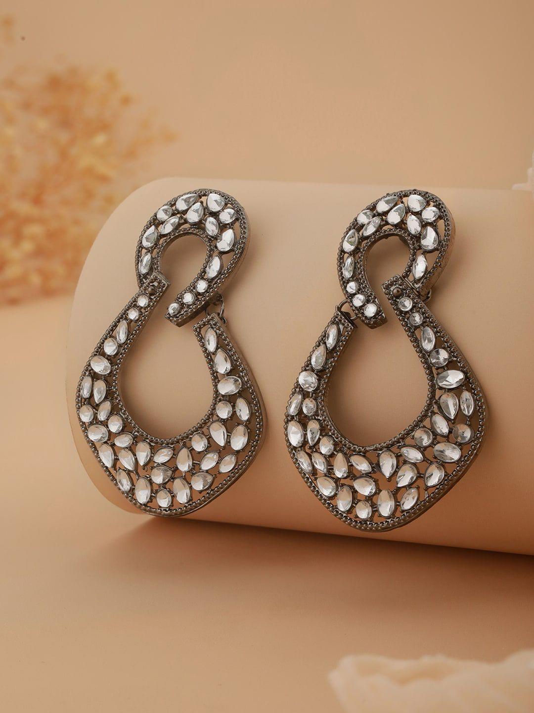 aadvik designs silver-plated contemporary chandbalis earrings