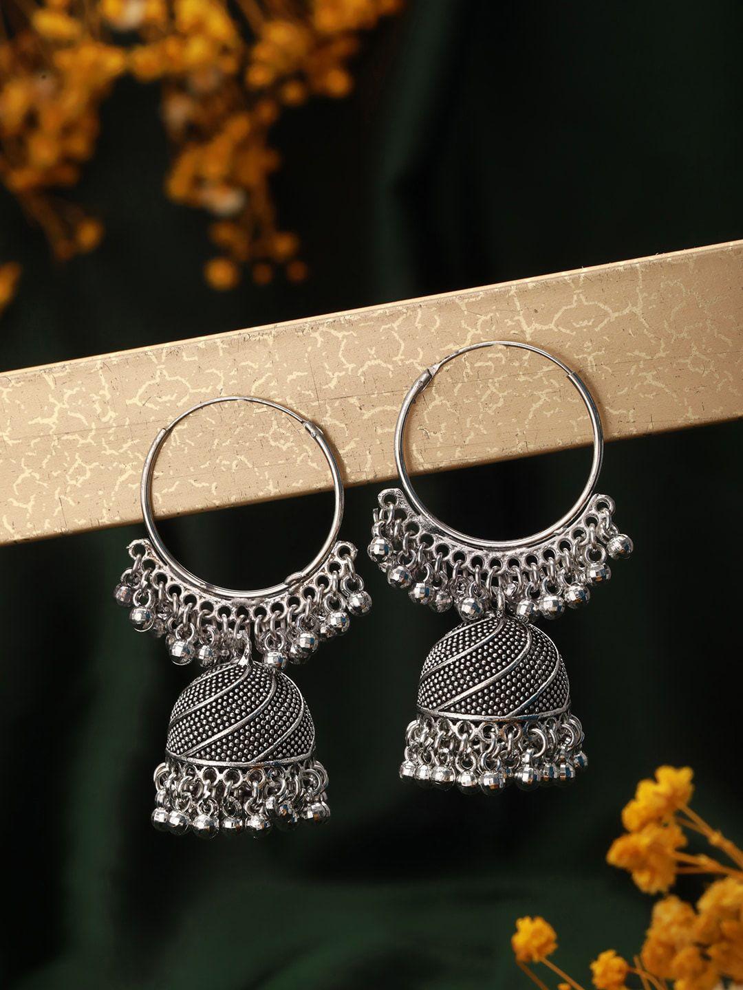 aadvik designs silver-plated jhumkas