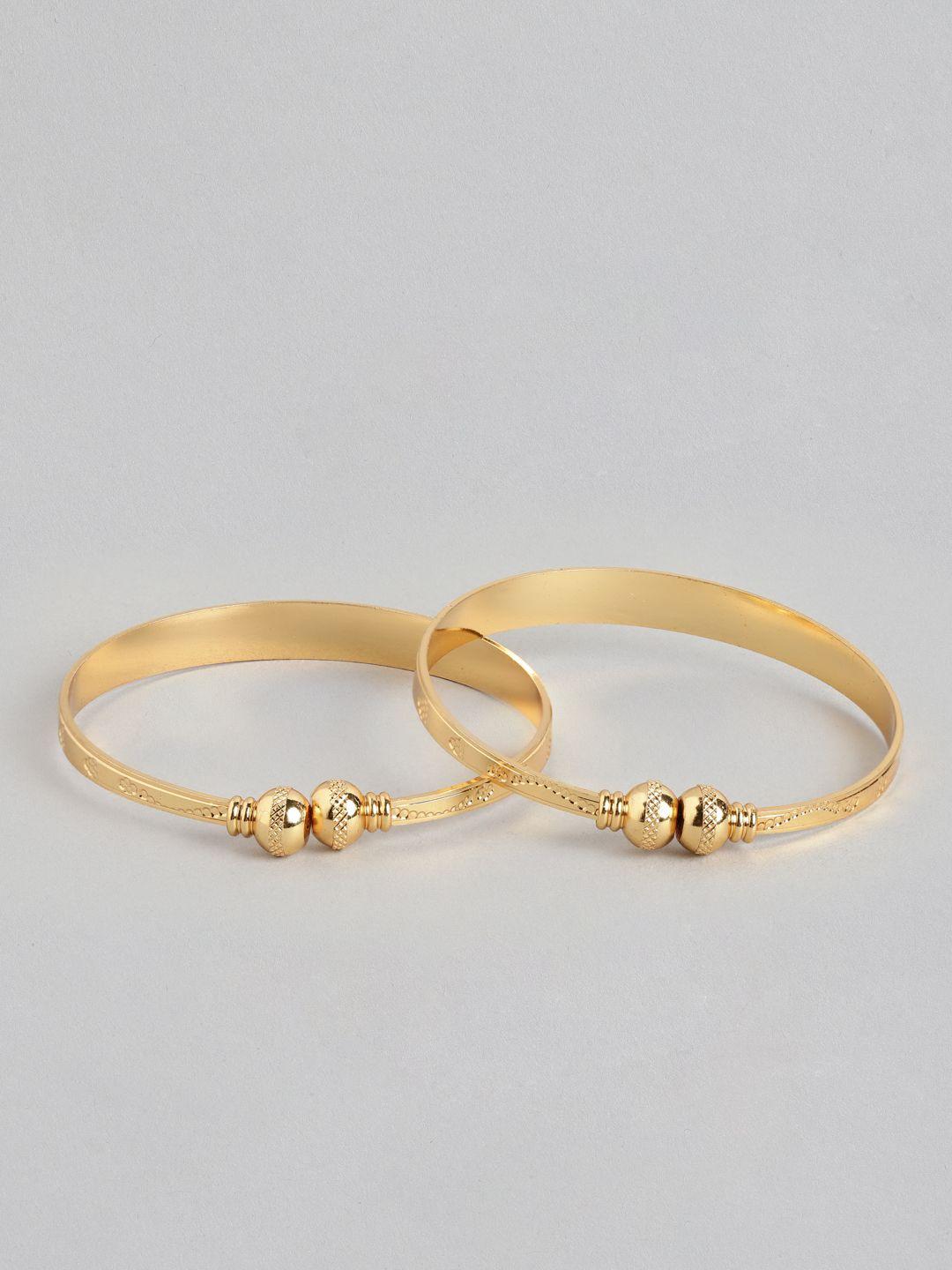 aadvik designs women set of 2 gold-plated stone-studded adjustable bangles