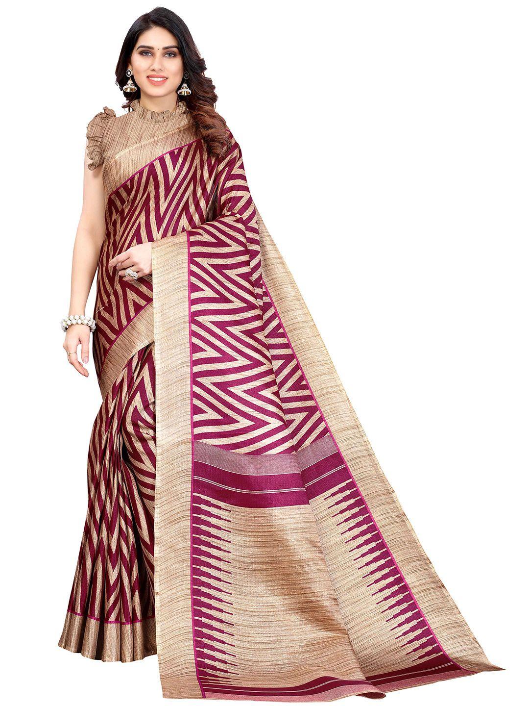 aadvika geometric printed mysore silk saree with blouse piece