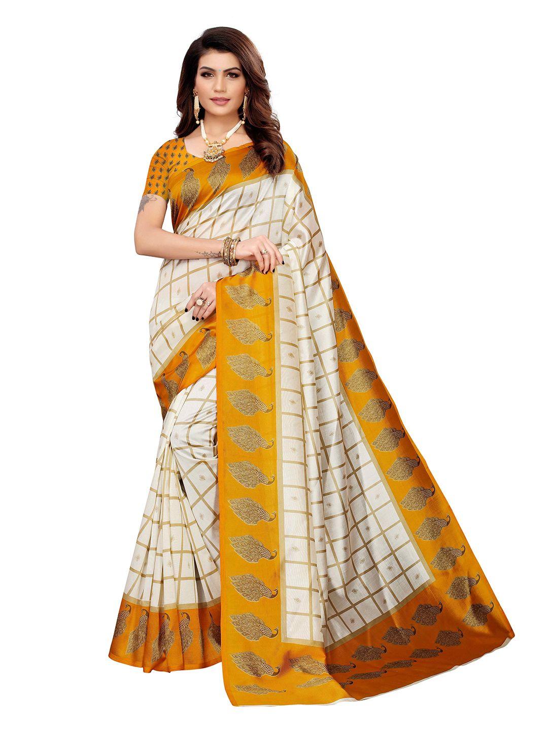 aadvika checked woven design mysore silk saree