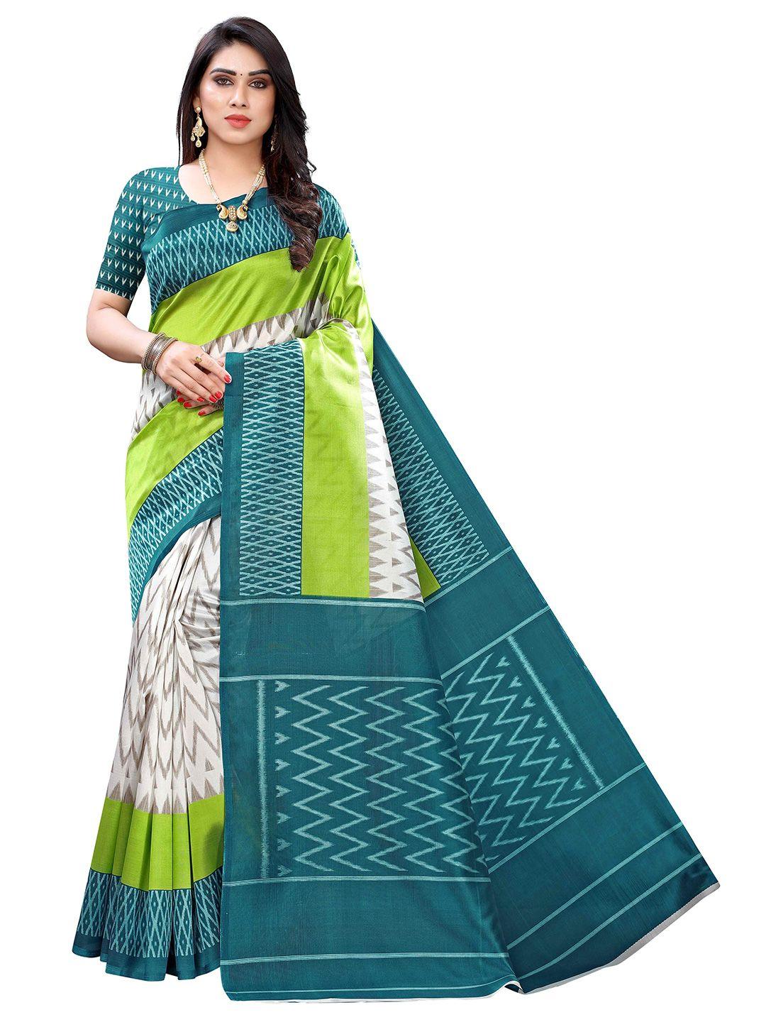 aadvika geometric printed mysore silk saree