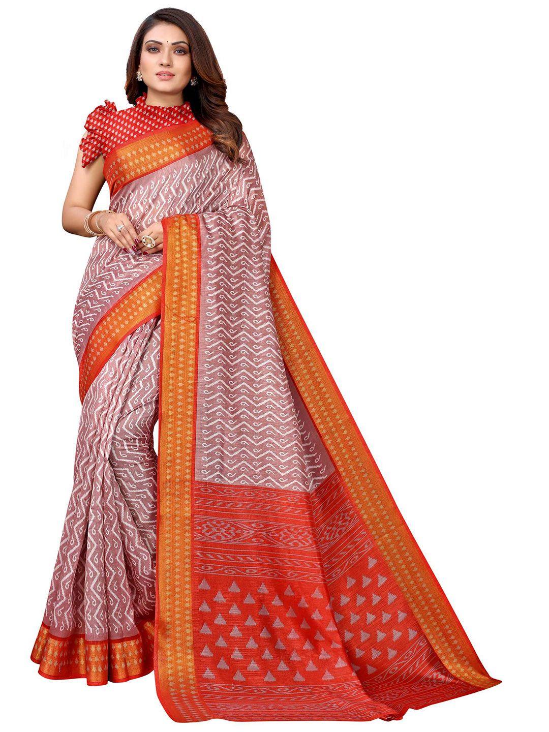 aadvika pink & orange ethnic motifs art silk mysore silk saree