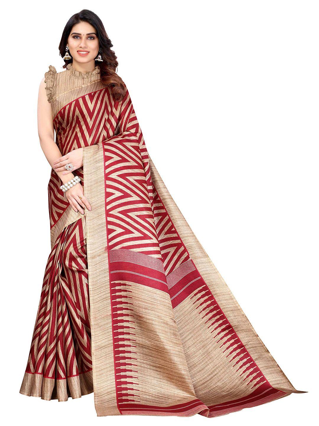 aadvika red & brown art silk mysore silk saree