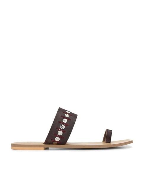 aady austin women's brown toe ring sandals