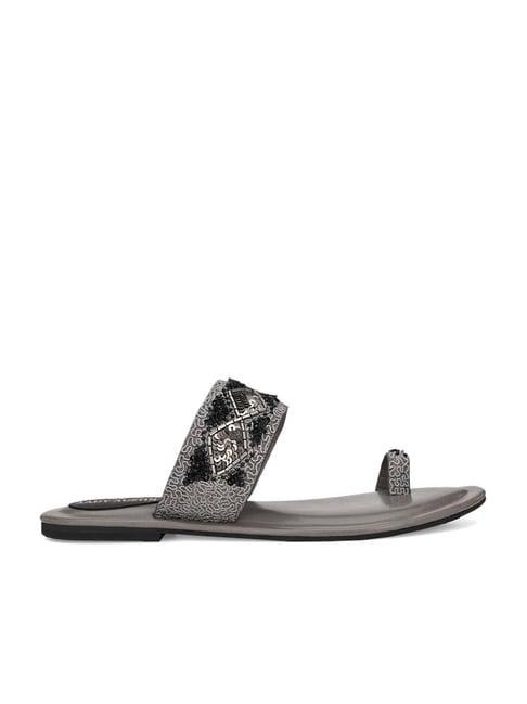 aady austin women's grey toe ring sandals
