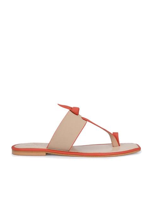 aady austin women's orange toe ring sandals