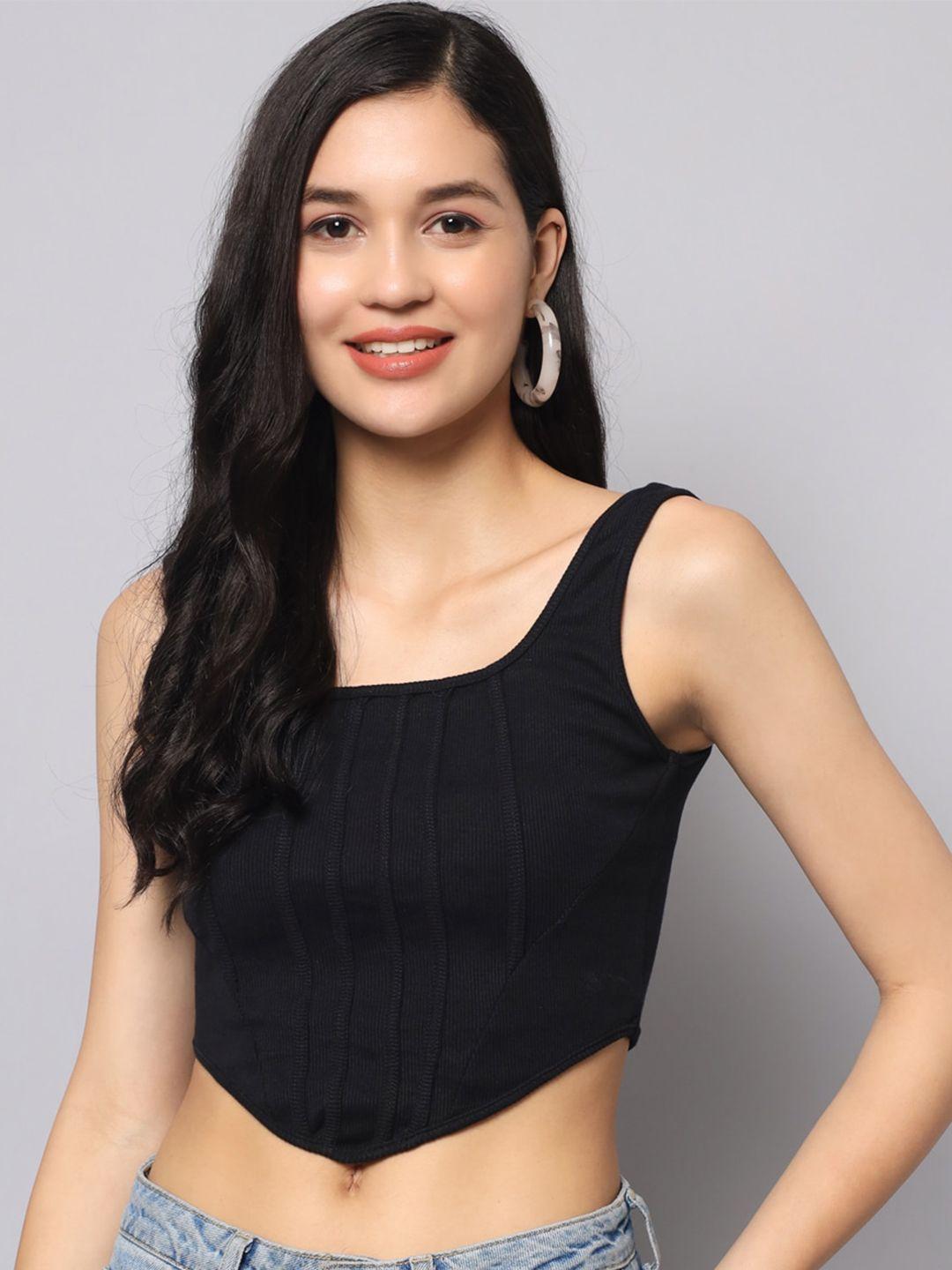 aahwan black crop top