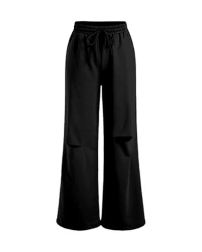 aahwan black solid oversized wide leg knee half cut baggy korean pants trousers for women & girls' (265-black-28)