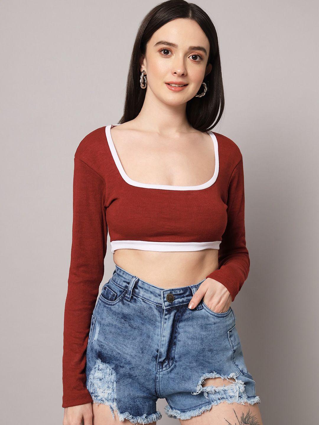 aahwan maroon crop top