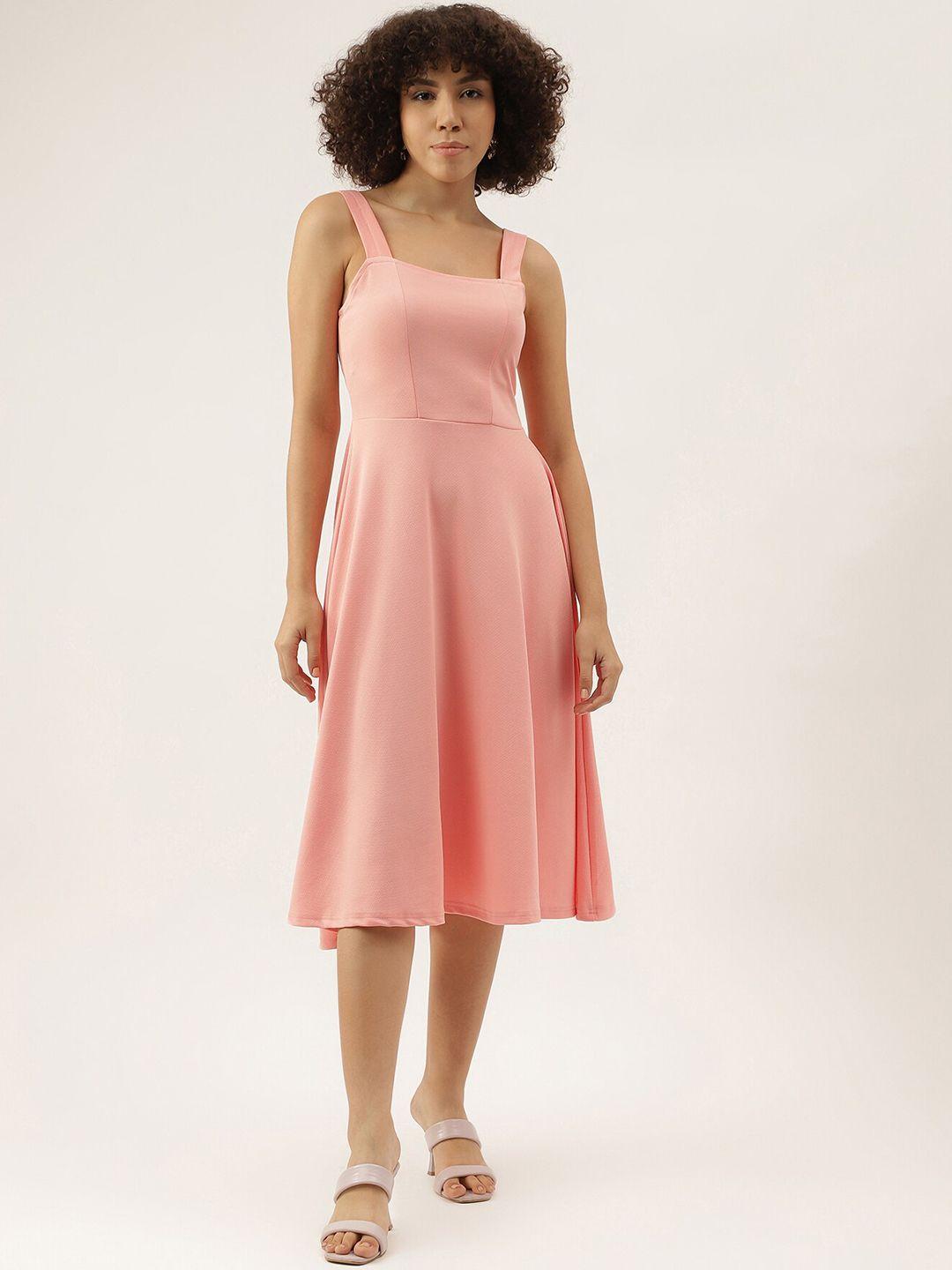 aahwan pink fit & flare midi dress