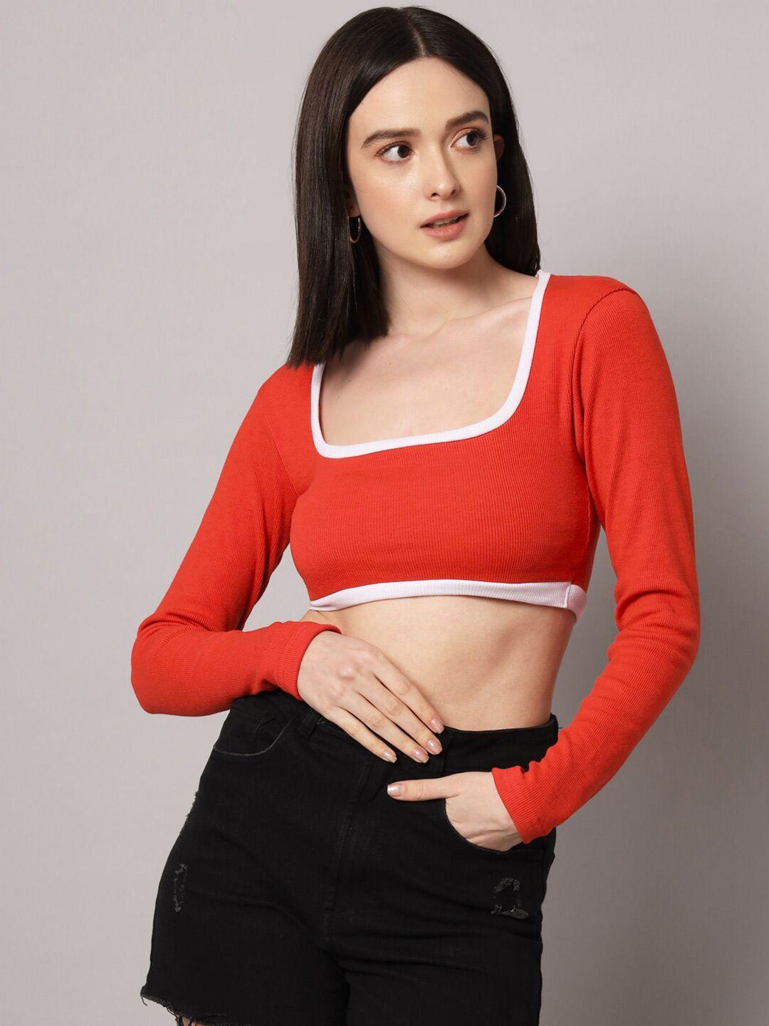 aahwan red crop top