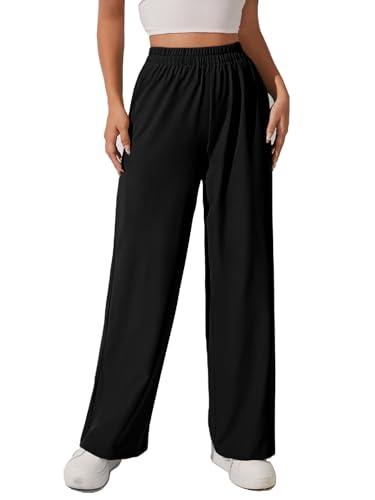 aahwan solid black oversized wide leg baggy korean pants trousers for women & girls' (250-black-32)