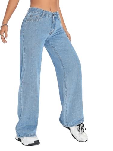 aahwan solid denim high waist wide leg jeans pants for women's & girls'(226_lightblue_30)