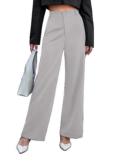 aahwan solid grey high waist wide leg pants for women's & girls' (233-grey-m)