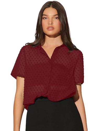 aahwan solid maroon semi-sheer oversized shirt for women's & girls' (241-maroon-s)