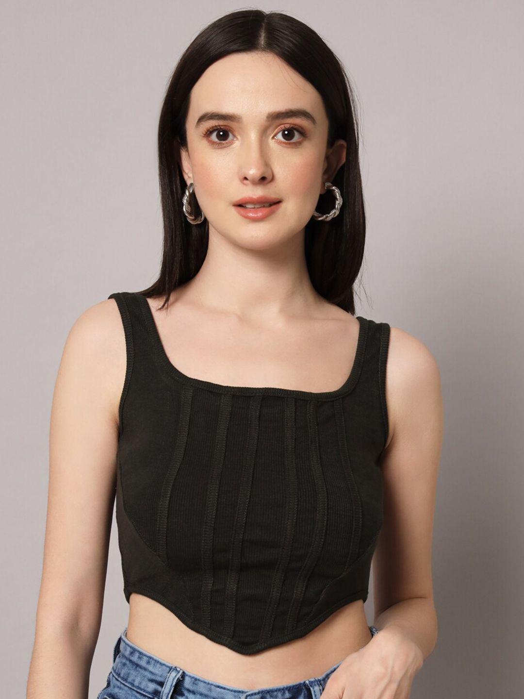 aahwan square neck fitted crop top