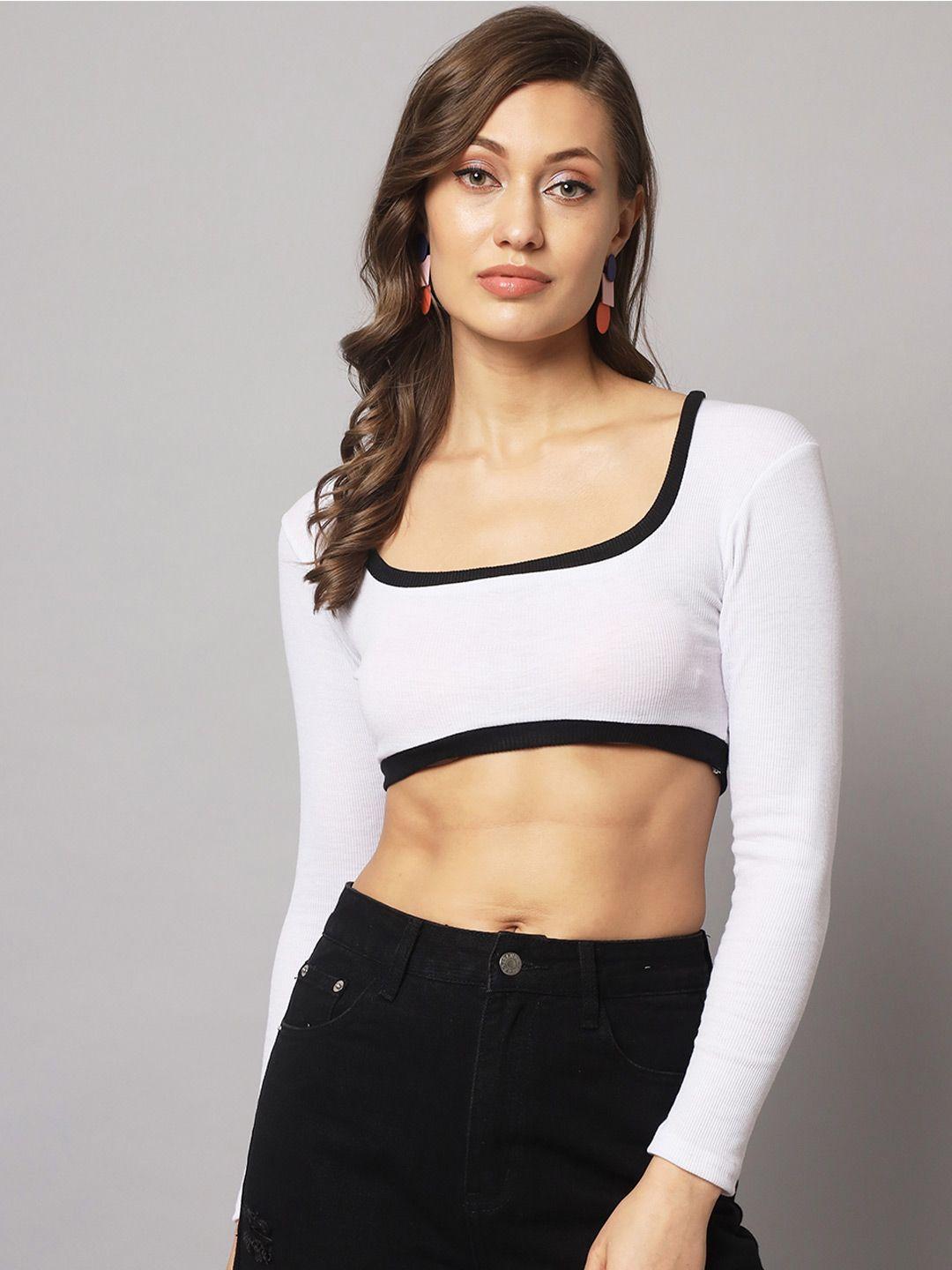 aahwan white crop top