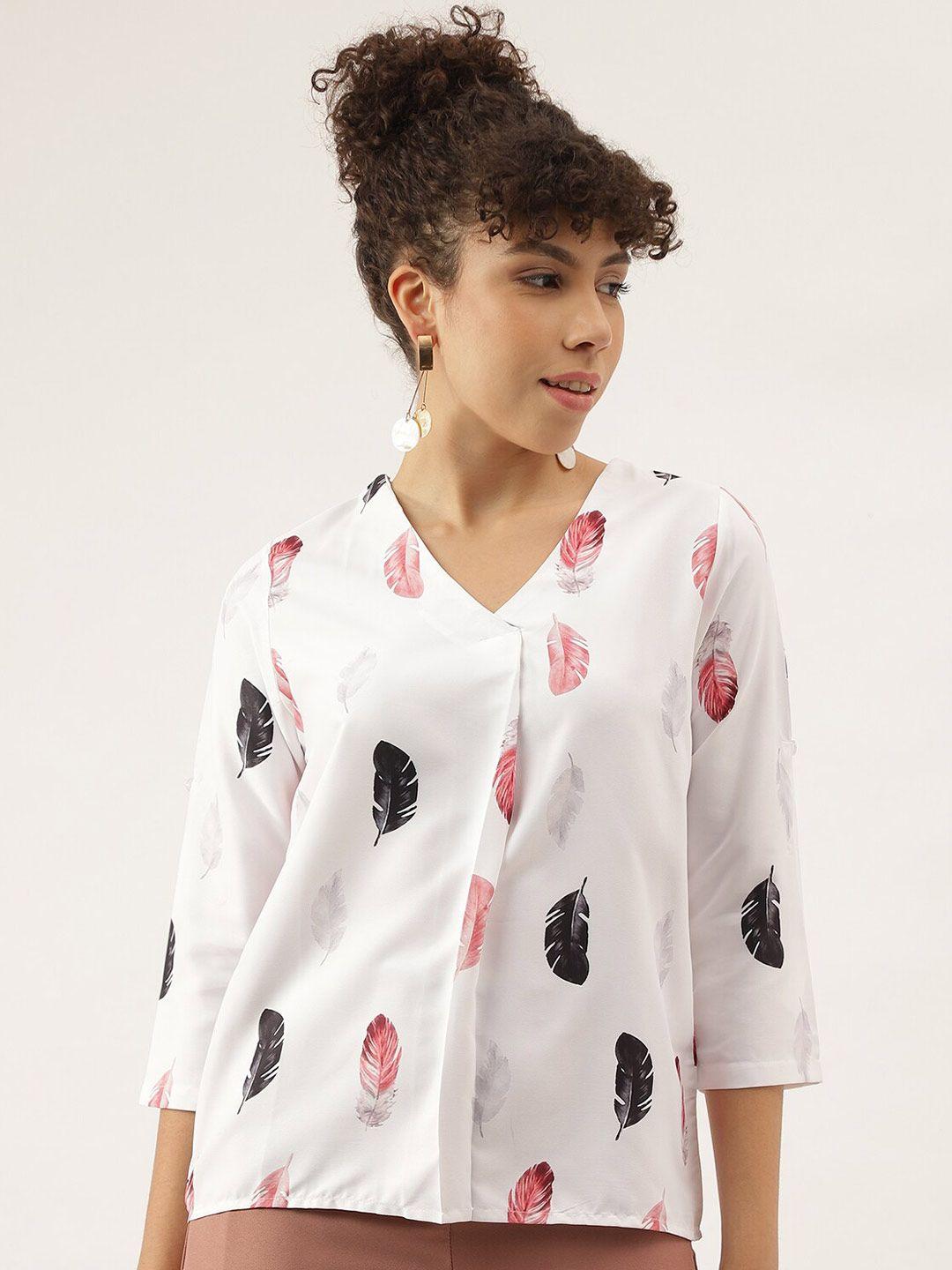 aahwan white print shirt style top