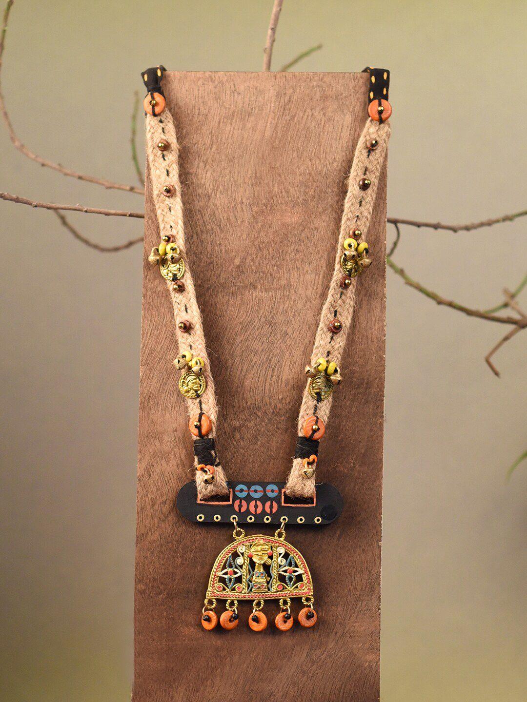 aakriti art creations brass-plated jute necklace