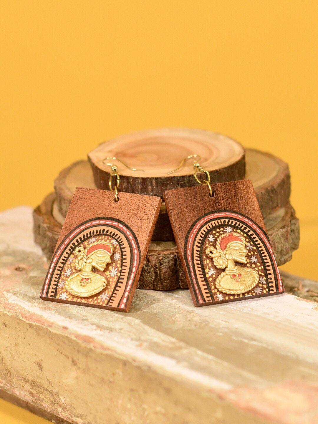 aakriti art creations brown handcrafted drop earrings