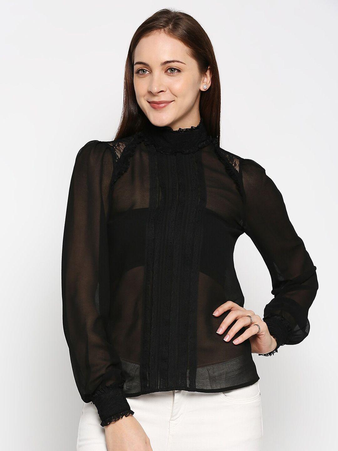 aaliya black sheer georgette top