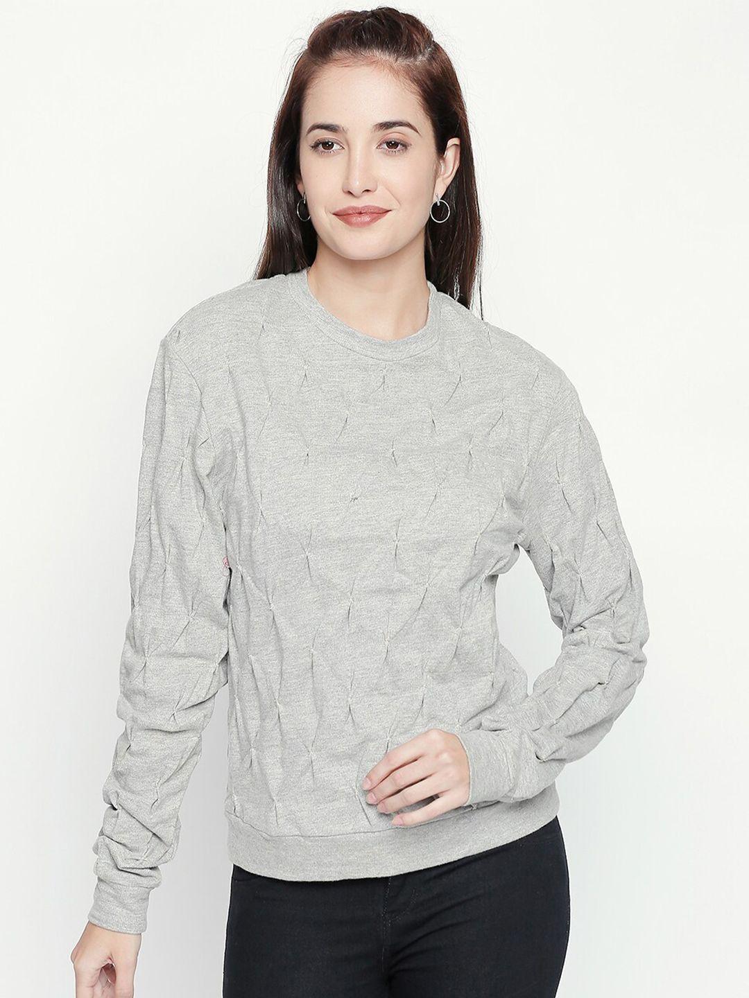 aaliya grey self-design wool top