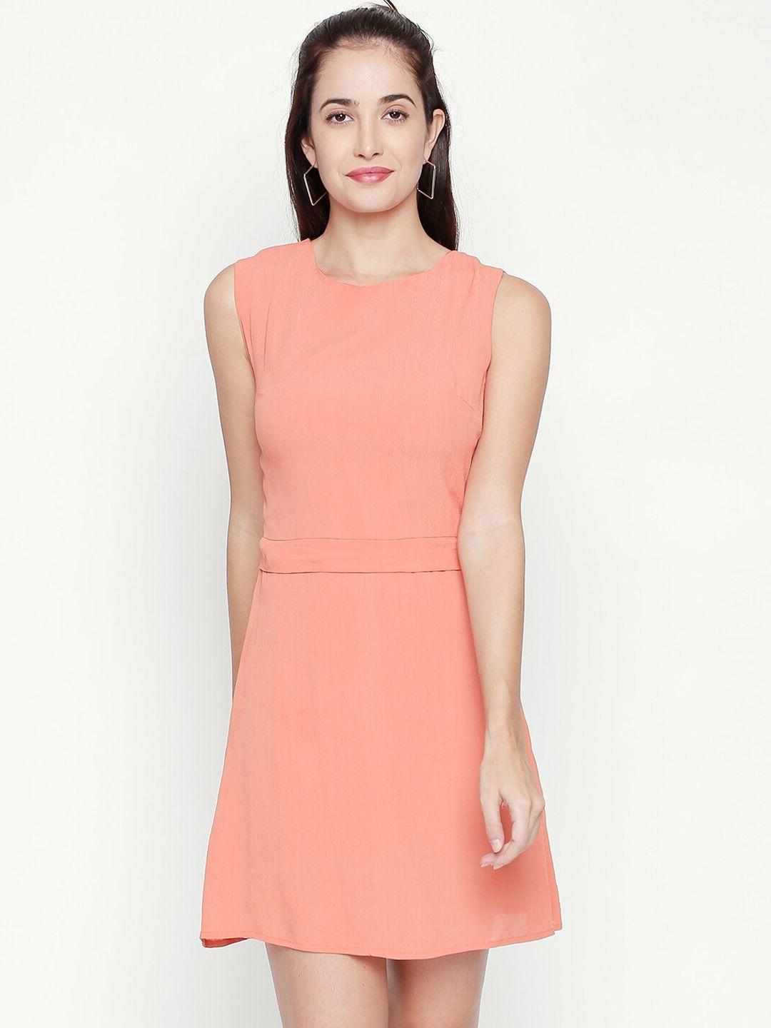 aaliya peach-coloured crepe dress