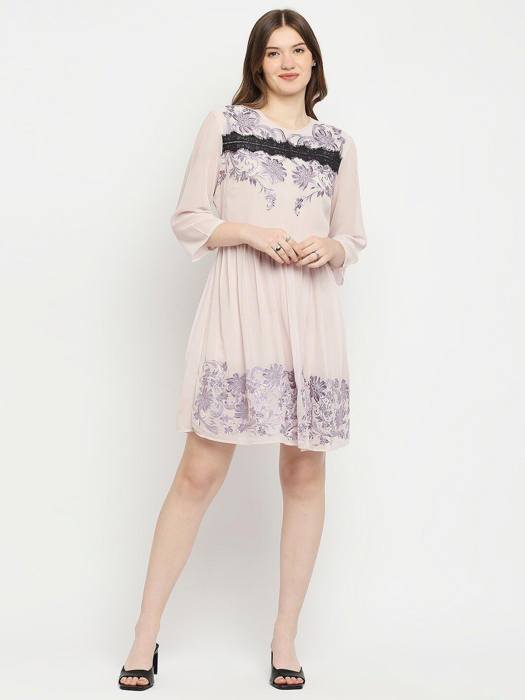 aaliya purple floral georgette blouson dress