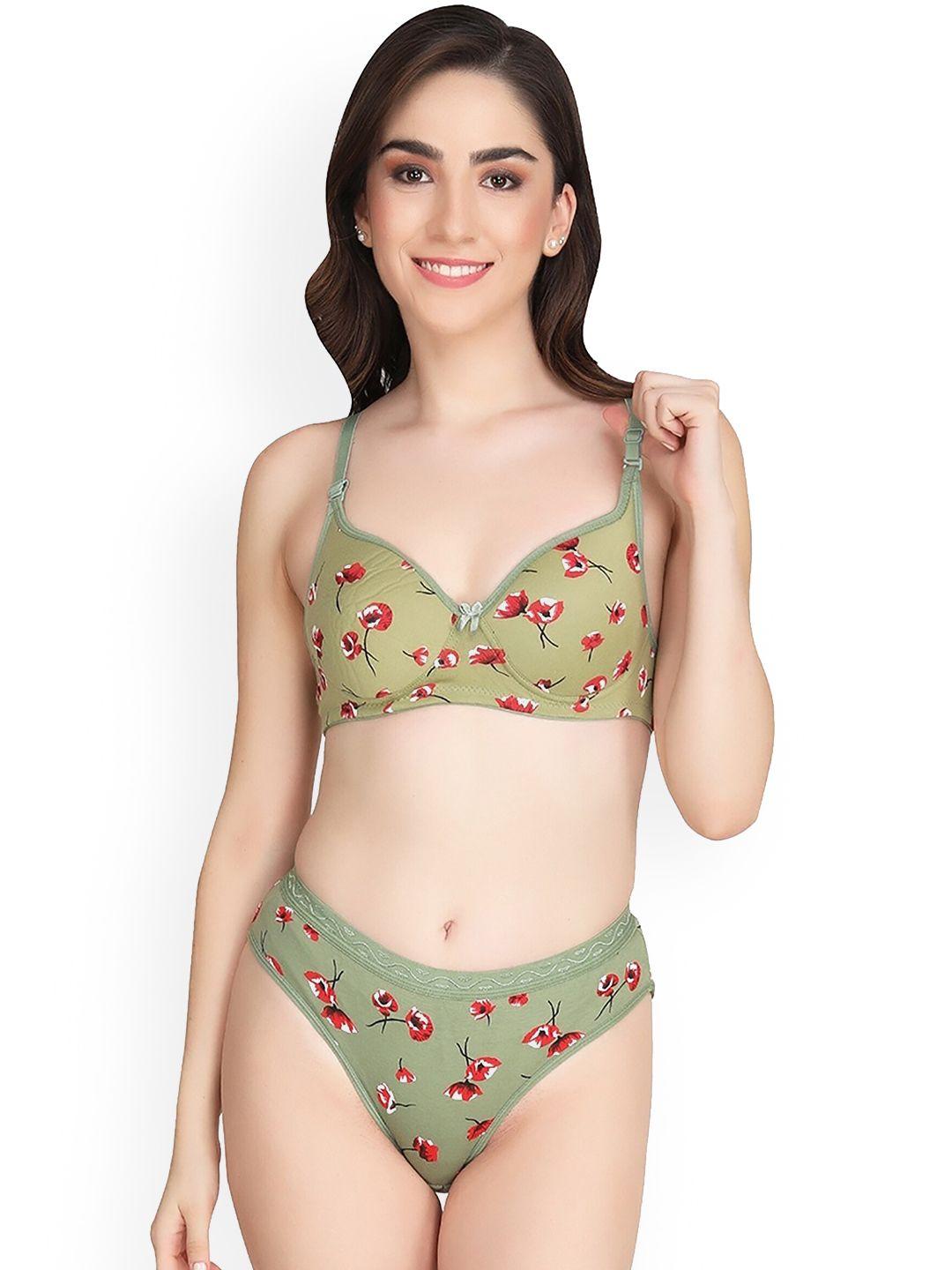 aamarsh floral printed cotton lingerie set