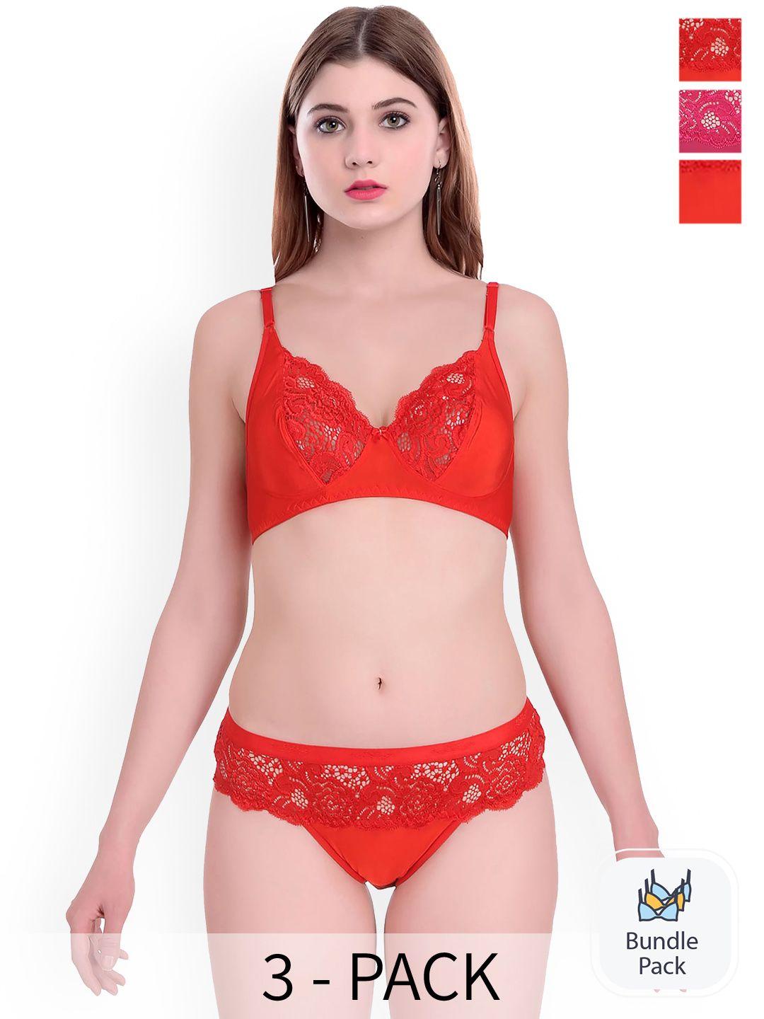 aamarsh pack of 3 self-designed cotton lingerie set